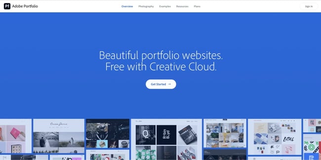 Homepage of Adobe Portfolio.