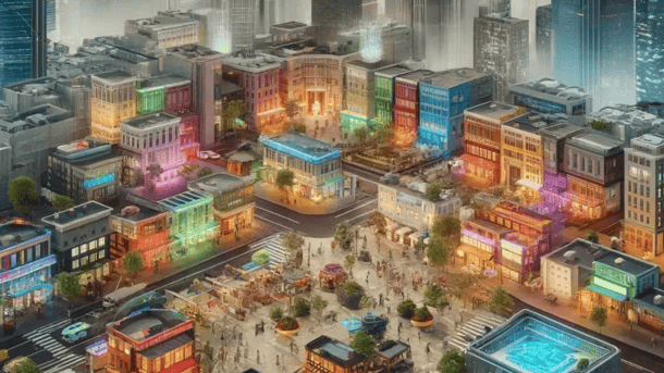 Futuristic AI cityscape