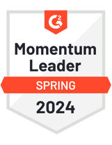 G2社による2024年春のレポートで「Momentum Leader」を獲得したことを示すバッジ
