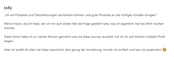 LinkedIn-Zusammenfassung Beispiel 1