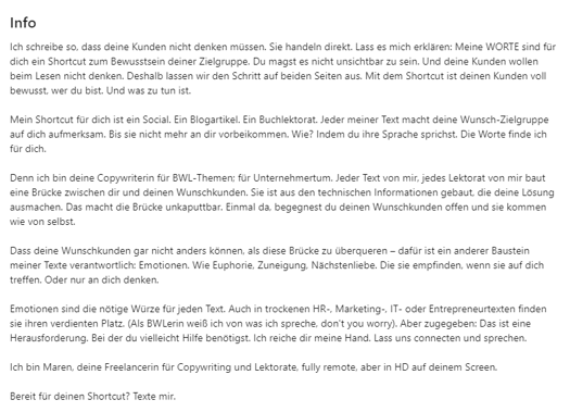 LinkedIn-Zusammenfassung Beispiel 2