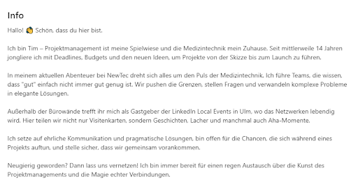 LinkedIn-Zusammenfassung Beispiel 5