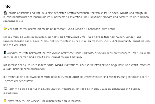 LinkedIn-Zusammenfassung Beispiel 7