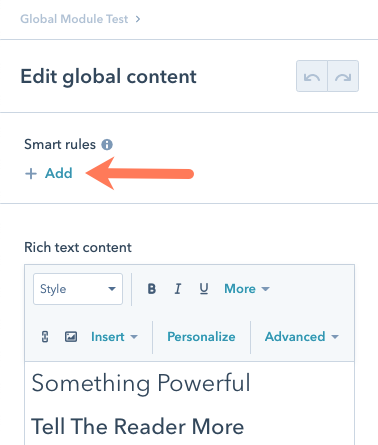 Create and manage smart content rules