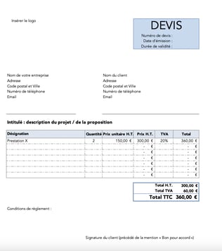 modèle de devis gratuit