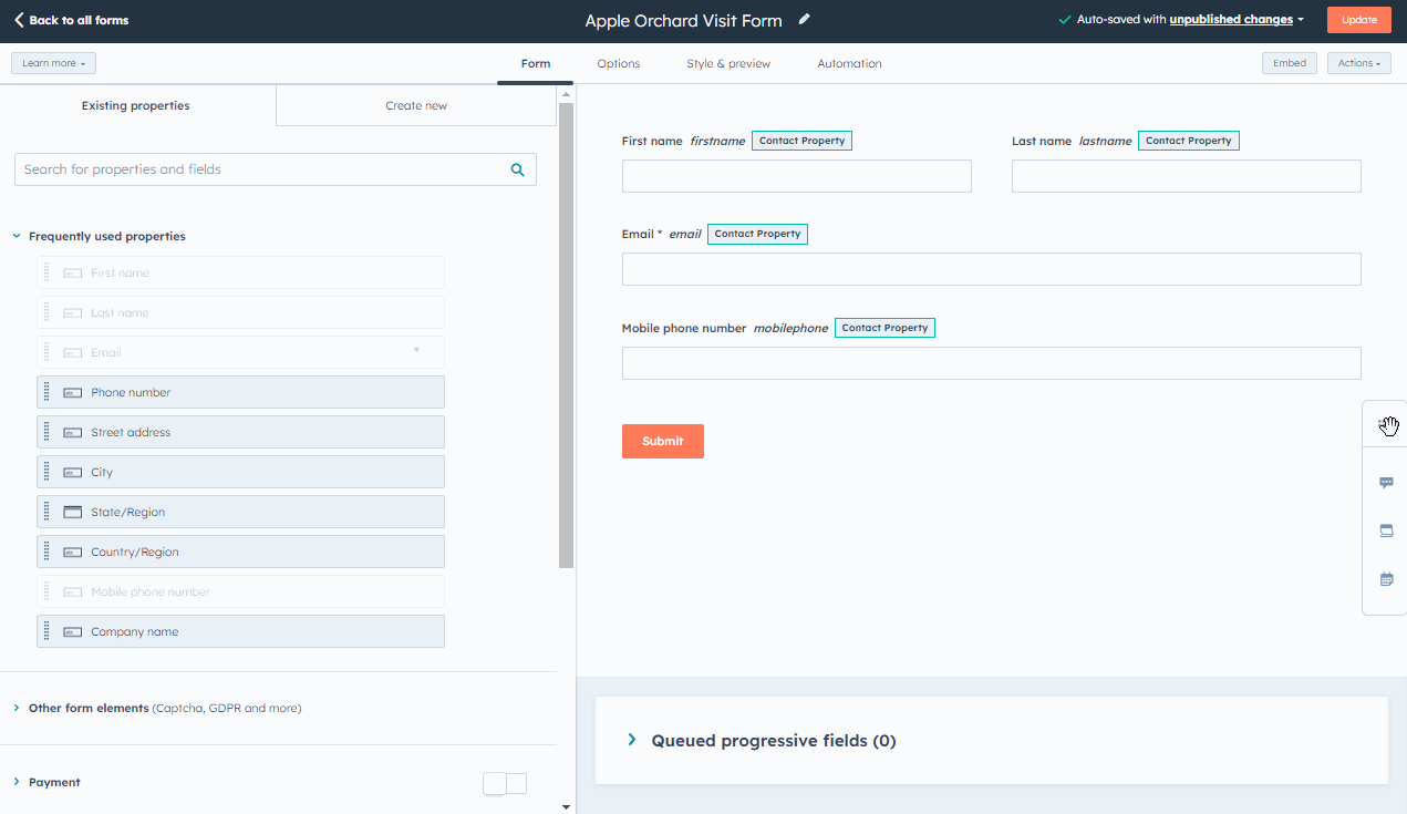 KB - drag drop forms