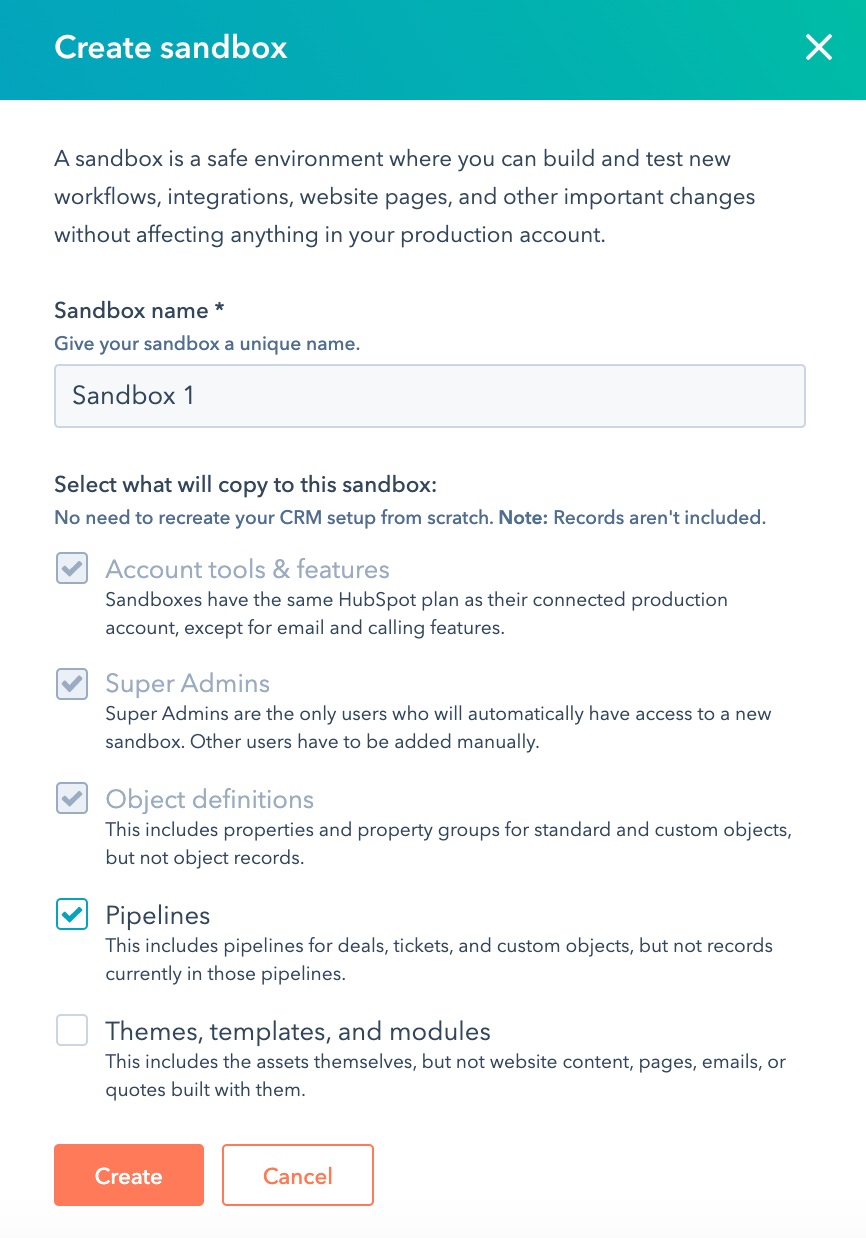 Set up a HubSpot sandbox account (BETA)