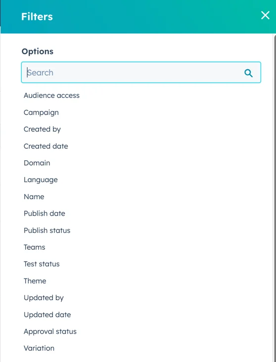 filtros de todo el contenido