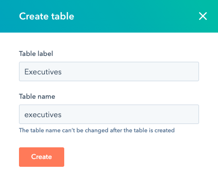 create-hubdb-table-ダイアログボックス