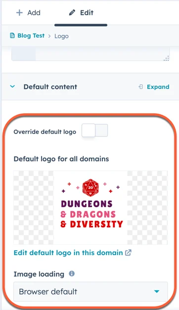 contenu par défaut pour le module logo