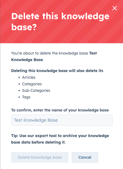 eliminar base de conhecimentos