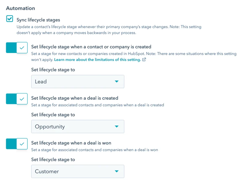 lifecycle-stage-automation-settings