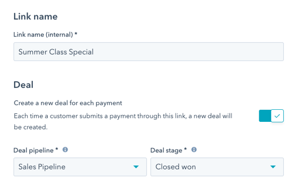 payment-link-name-and-deal-pipeline