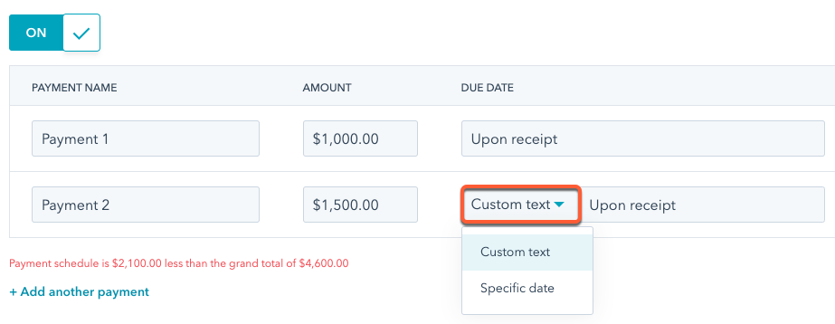 payment - Schedule - set - specific - date