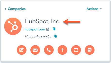 Hubspot Inc. es la propiedad principal del registro Empresa