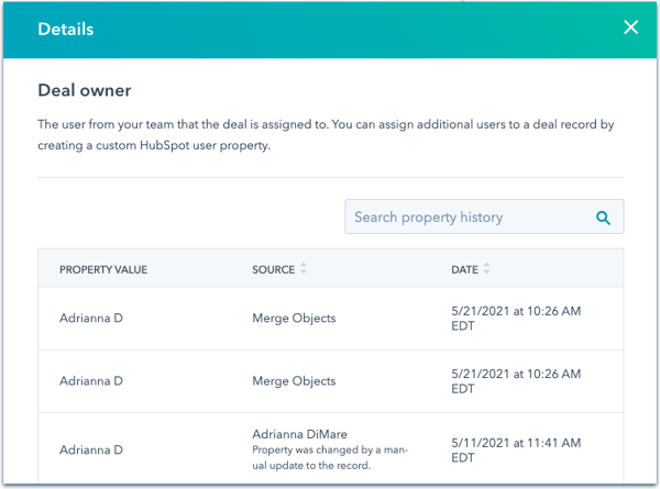 View a record's property history