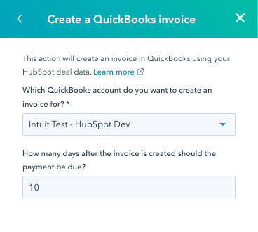 Créer une facture QuickBooks dans HubSpot