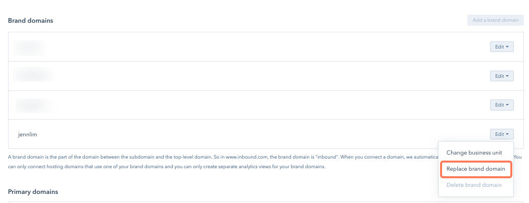 Replace your brand domain