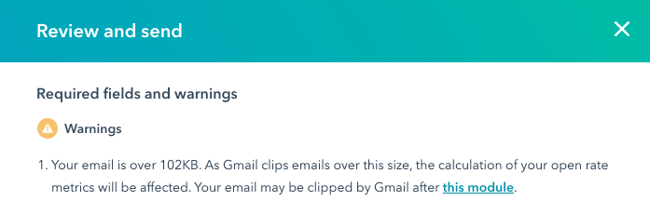 確認と送信-Gmailクリッピング警告