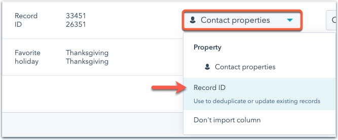 select-record-id-mapping-page