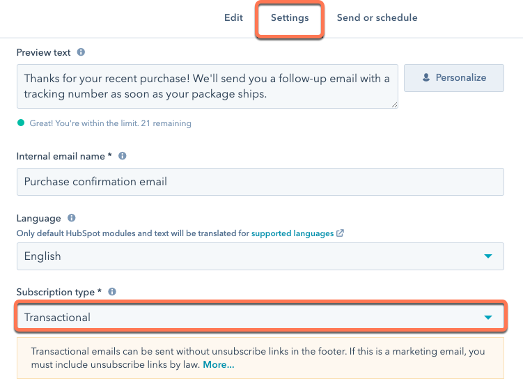 schedule email to send hubspot