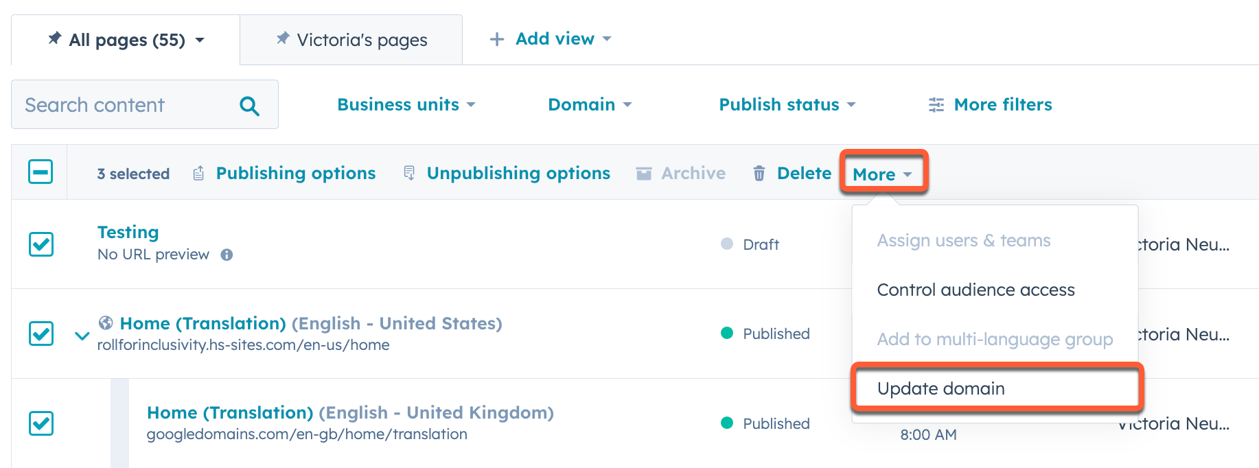 update-domain-for-multiple-pages