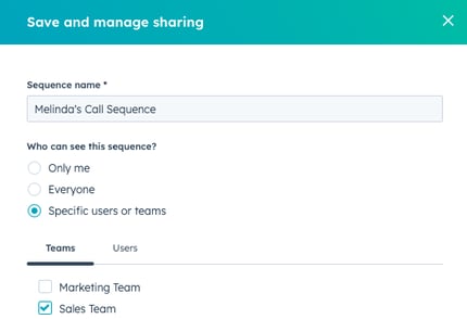 Sequence-sharing-settings
