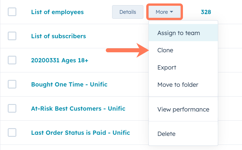 contact list in HubSpot