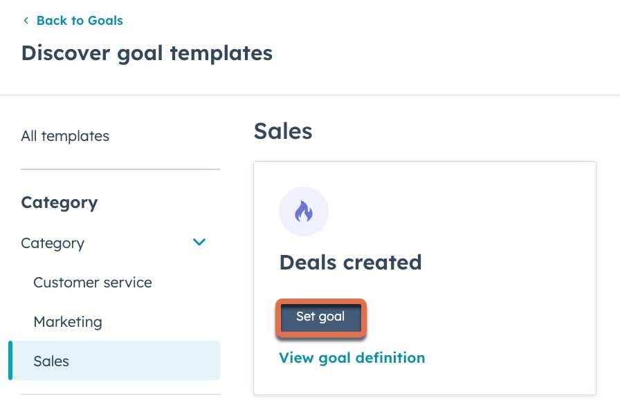 Create sales goals