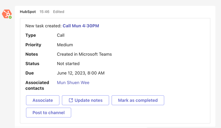 Microsoft Teams Task List
