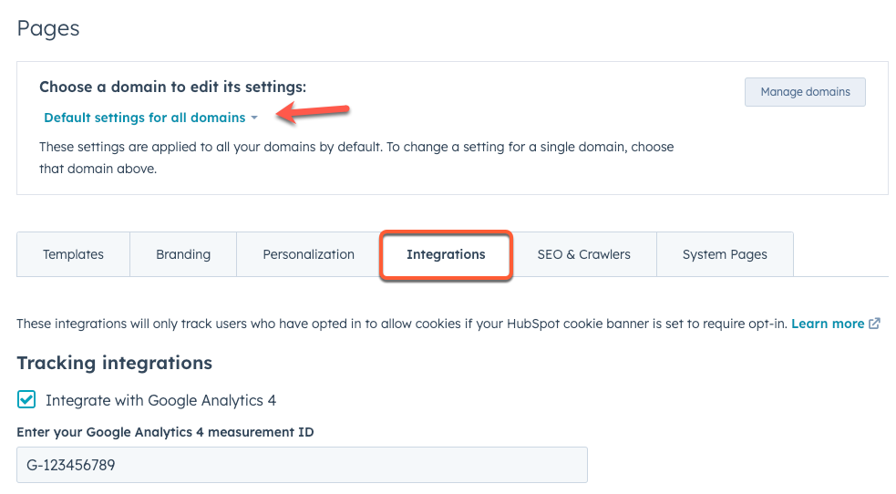 google-analytics-integrations-page-setting