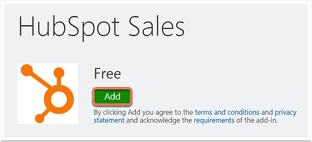 Confirmación para la instalación de HubSpot Sales desde Microsoft AppSource