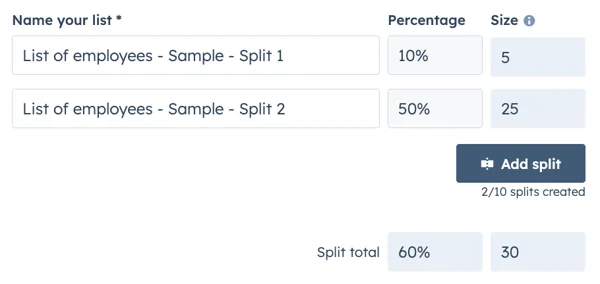 list-splits