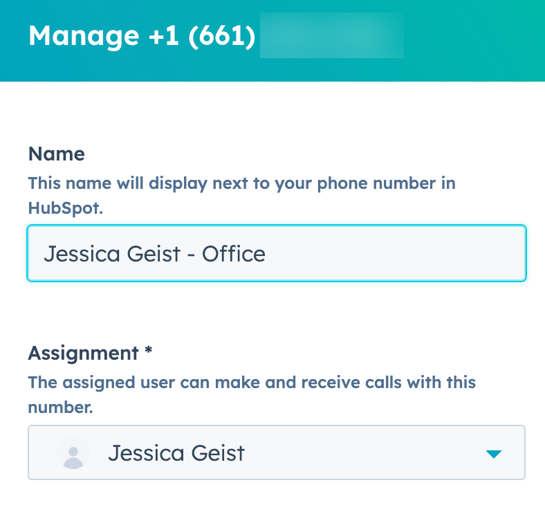 set phone number assignment