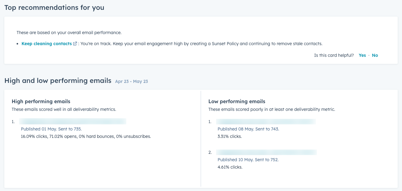 top-recommendations-and-high-and-low-performing-emails