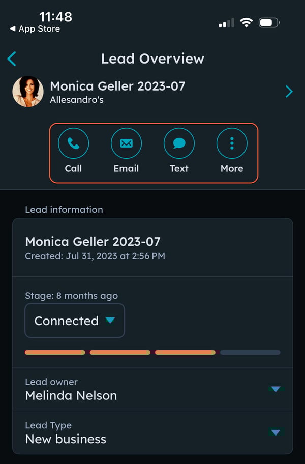 Create and manage leads using the HubSpot mobile app