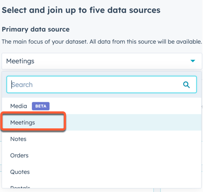 reuniões de fonte de dados