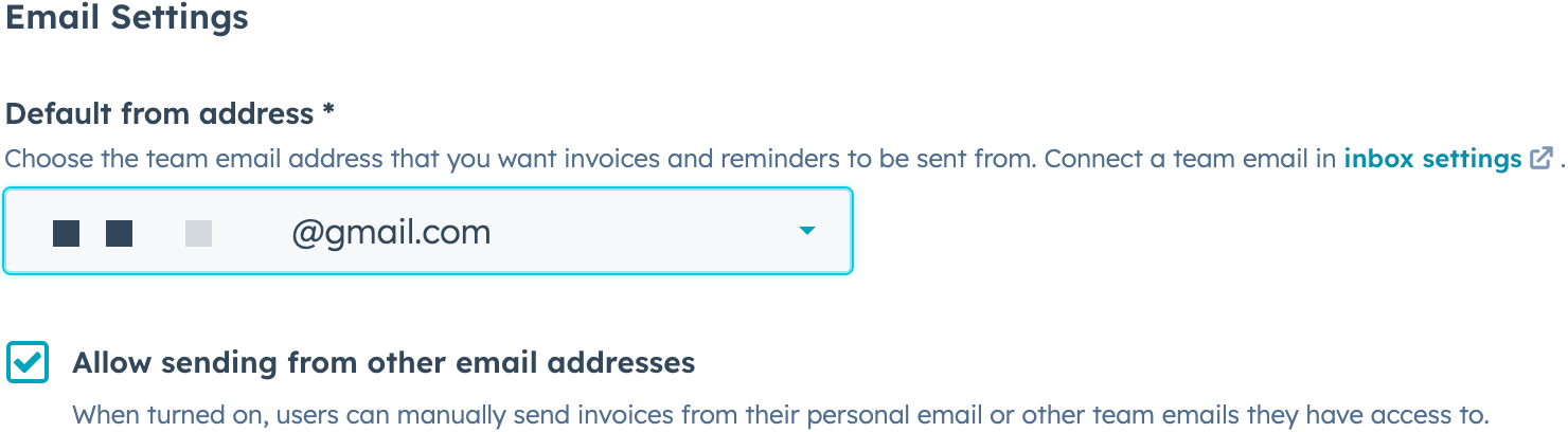 configuración del correo electrónico de facturación