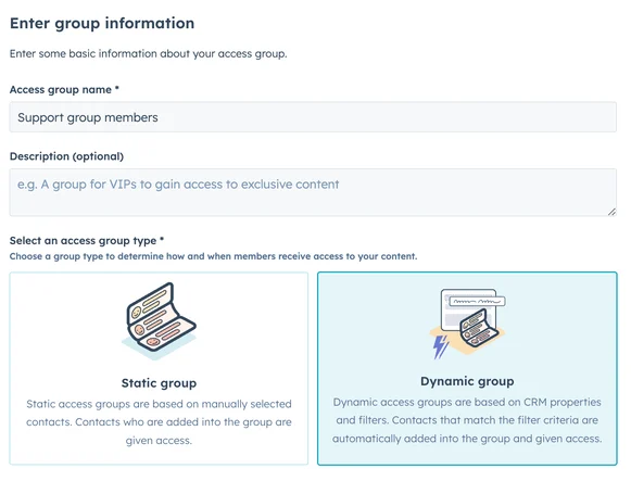 configuration des groupes dynamiques