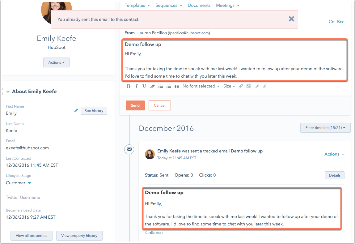 schedule email to send hubspot