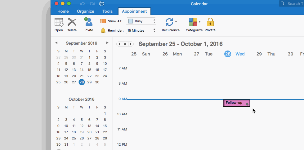 outlook for mac when was a calendar invite sent?