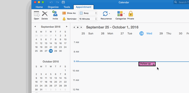 Drag and drop Outlook calendar on your desktop