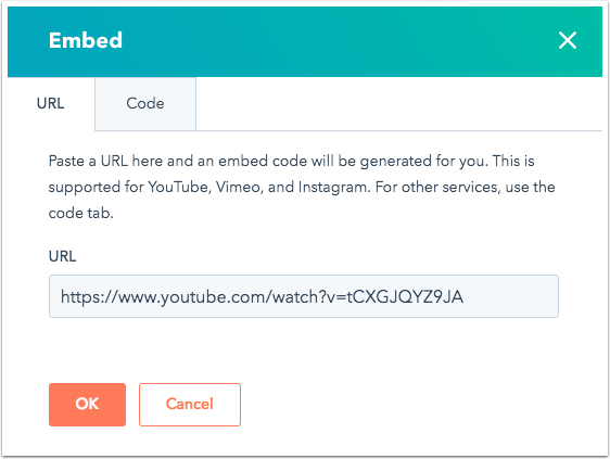 Embed an external video or audio file in your page or blog post