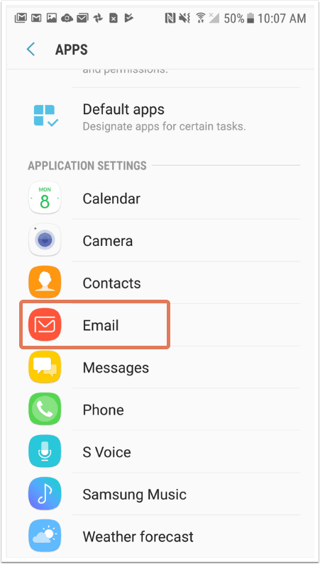 Android screenshot arrow on Email for finding email source server