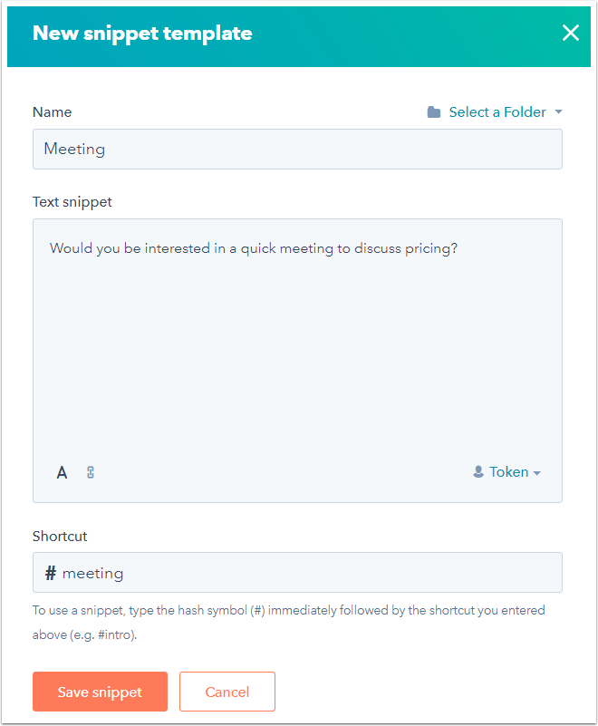 Create and use snippets
