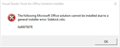 HubSpot Sales for Outlook install error: 'general installer error'