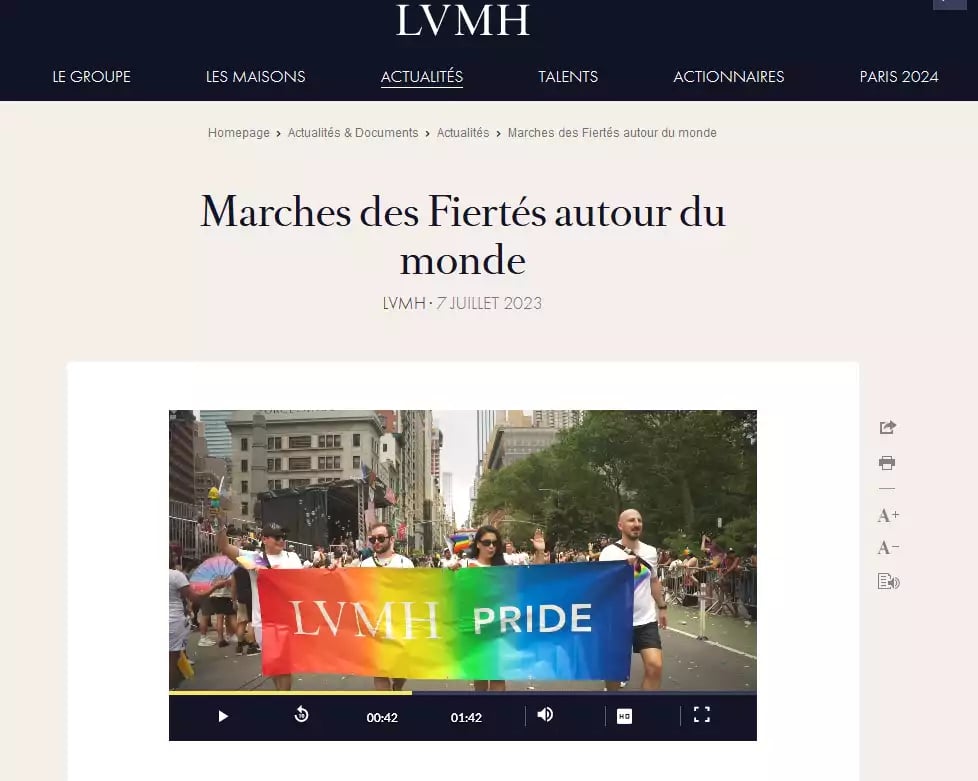 Les marches des fiertés du groupe LVMH.