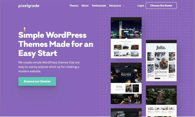 Homepage of Pixelgrade.