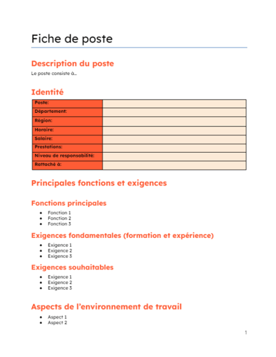 Fiche de poste