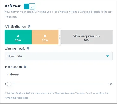 bulk emailing software, a/b test